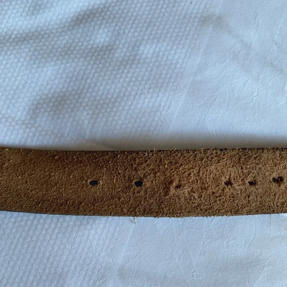 VINTAGE Genuine Leather distressed Belt Brown 51’ snap on buckle Western Country